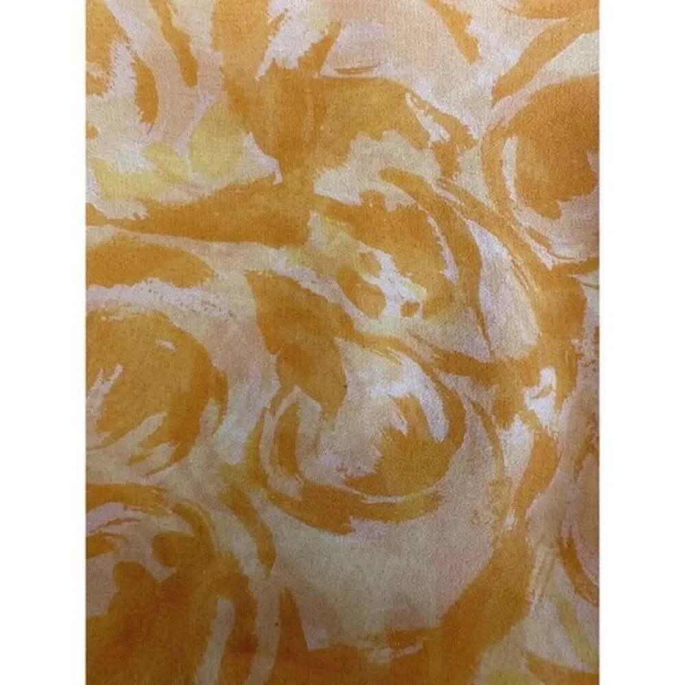 Vintage Vera Neumann 100% Silk Hand Rolled Scarf Japan Yellow Brown Floral 30x30